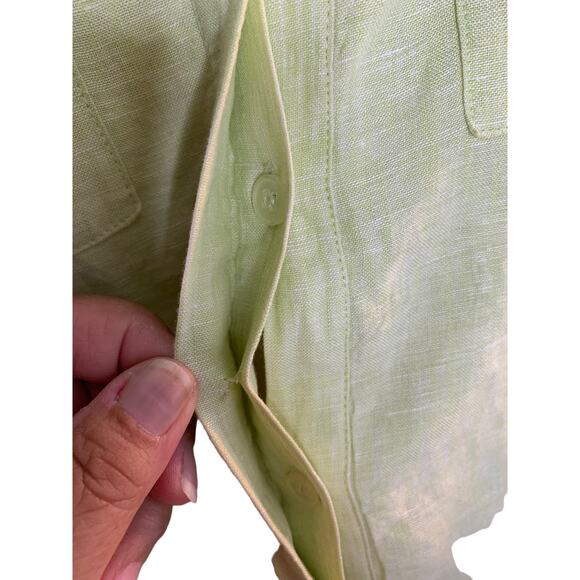 Chico's 100% Linen Mini Shift Dress Button Down Sleeveless Pockets Size Medium - Picture 4 of 11